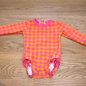 Ruffle Butts Pink and Orange Kids One Piece